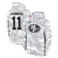 SF.49ers #11 Demarcus Robinson Player Arctic Camo Limited Salute to Service Pullover Hoodies Game Mdoa Stitched Jerseys