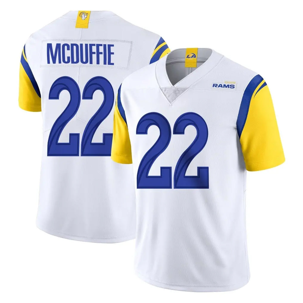 LA.Rams #22 Trent McDuffie Player White Limited Vapor Untouchable Home Game Mdoa Stitched Jerseys