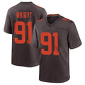 C.Browns #91 Alex Wright Player Brown Alternate Home Game Mdoa Stitched Jerseys
