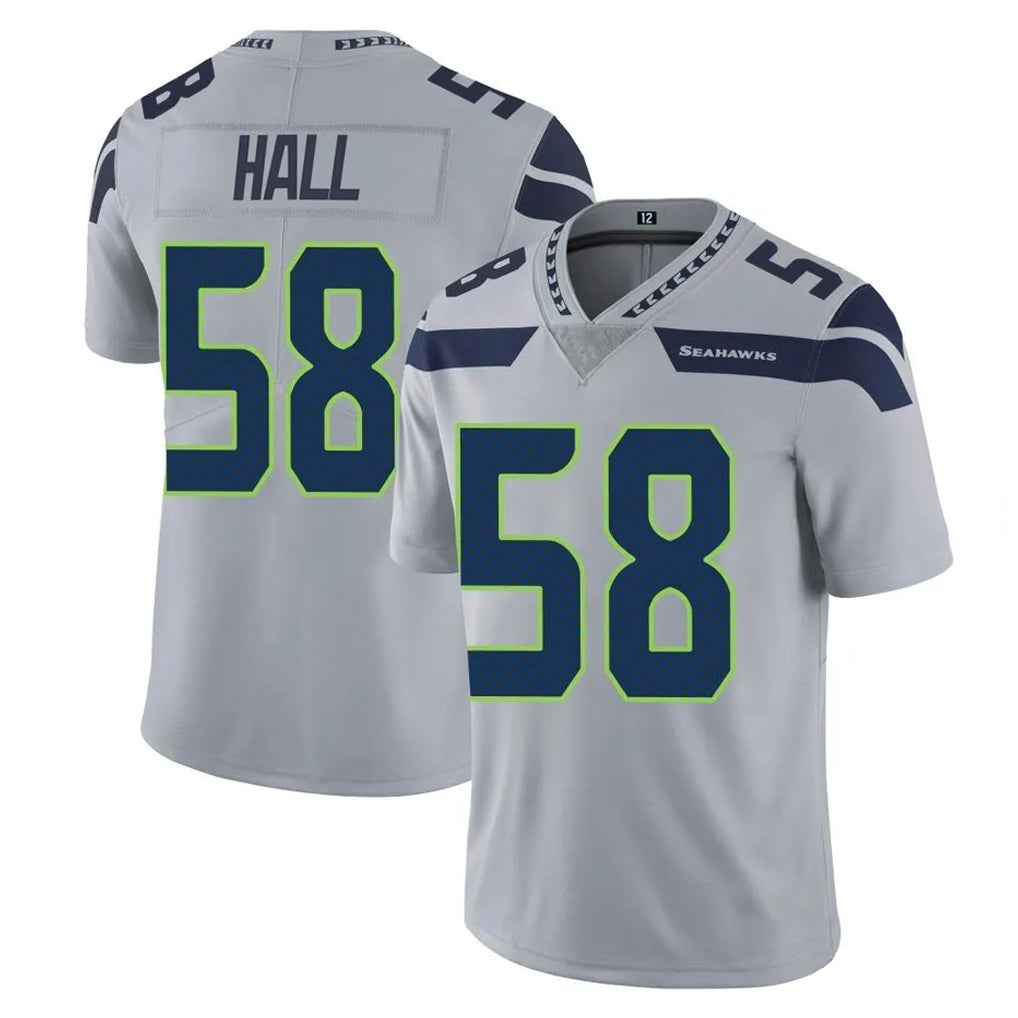 S.Seahawks #58 Derick Hall Player Gray Limited Vapor Untouchable Home Game Mdoa Stitched Jerseys