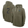 S.Seahawks #2 Drew Lock Player Olive Salute to Service Pullover Hoodies Limited Mdoa Stitched Jerseys