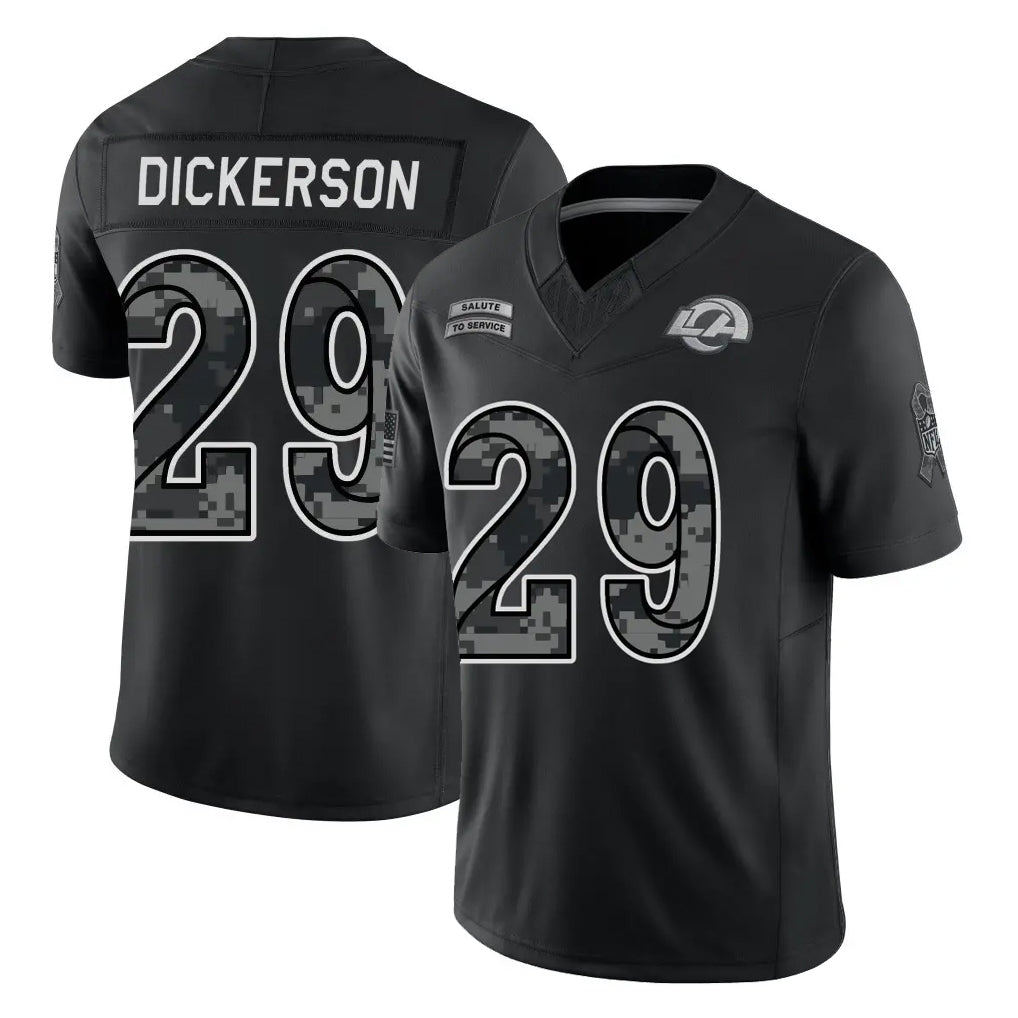 LA.Rams #29 Eric Dickerson Player Black Limited 2026 Salute to Service Home Game Mdoa Stitched Jerseys