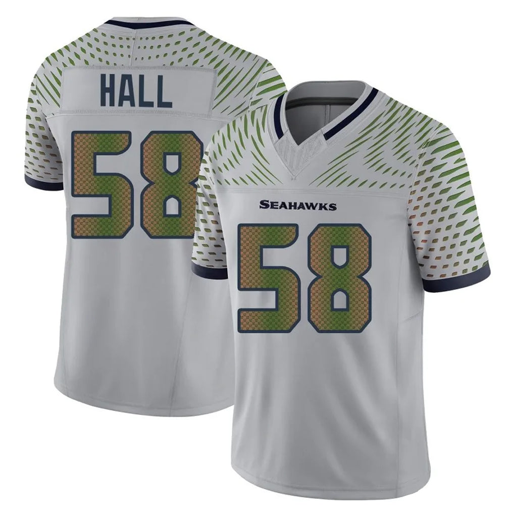 S.Seahawks #58 Derick Hall Player Grey Limited 2025 Rivalries Collection Home Game Mdoa Stitched Jerseys