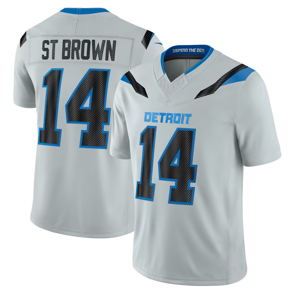 D.Lions #14 Amon-Ra St. Brown Player Silver Limited 2026 Rivalries Collection Home Game Mdoa Stitched Jerseys