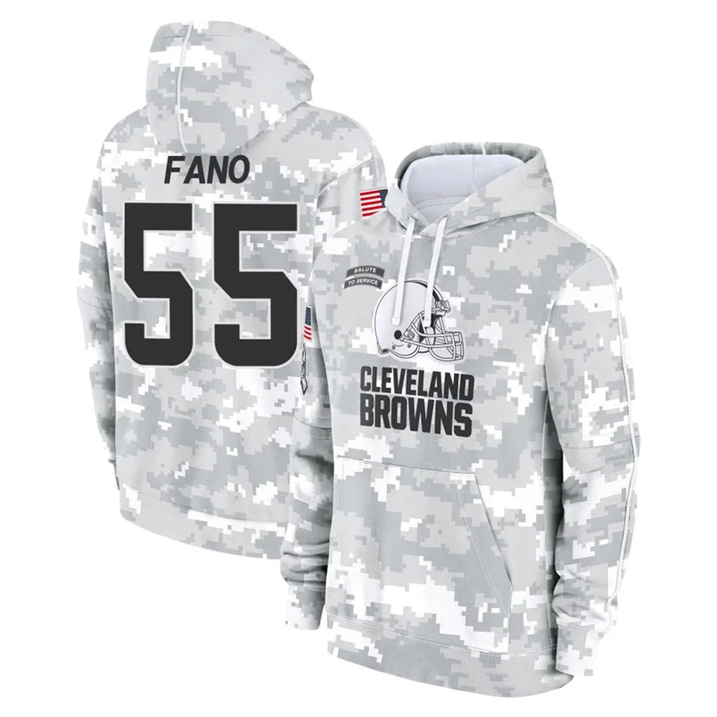 C.Browns #55 Spencer Fano Player Arctic Camo Salute to Service Hoodies Limited Game Mdoa Stitched Jerseys