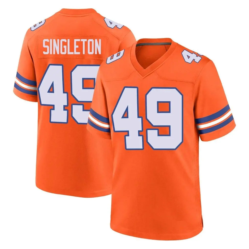 D.Broncos #49 Alex Singleton Player Orange Alternate Collection Throwback Game Mdoa Stitched Jerseys
