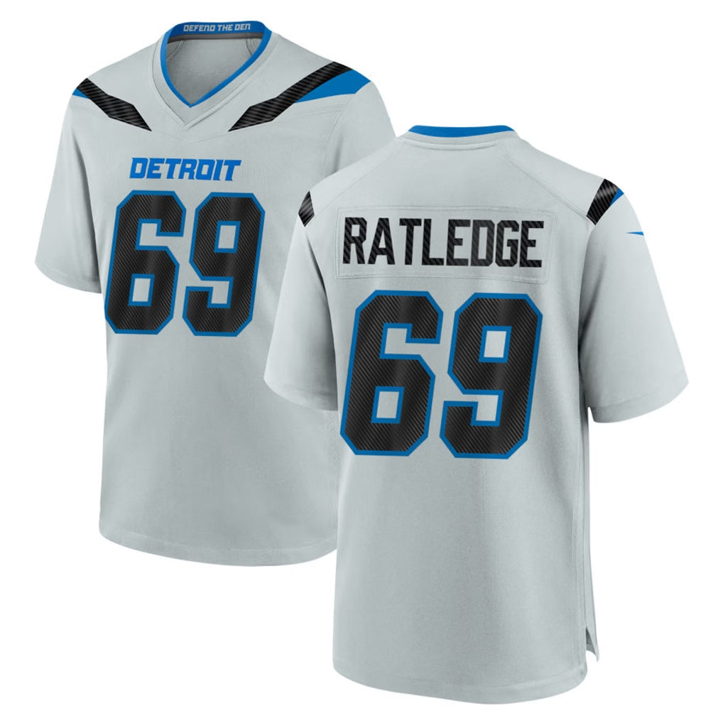 D.Lions #69 Tate Ratledge Player Silver 2026 Rivalries Collection Home Game Mdoa Stitched Jerseys