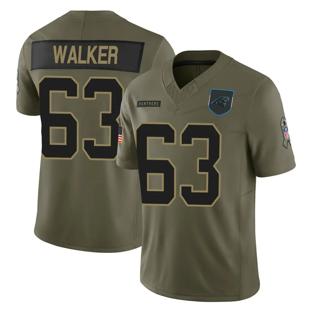 C.Panthers #63 Rasheed Walker Player Olive 2025 Salute to Service Limited Game Mdoa Stitched Jerseys