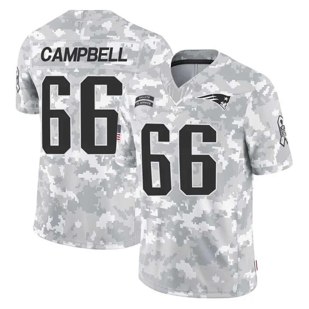 NE.Patriots #66 Will Campbell Player Arctic Camo Salute To Service Limited Game Mdoa Stitched Jerseys