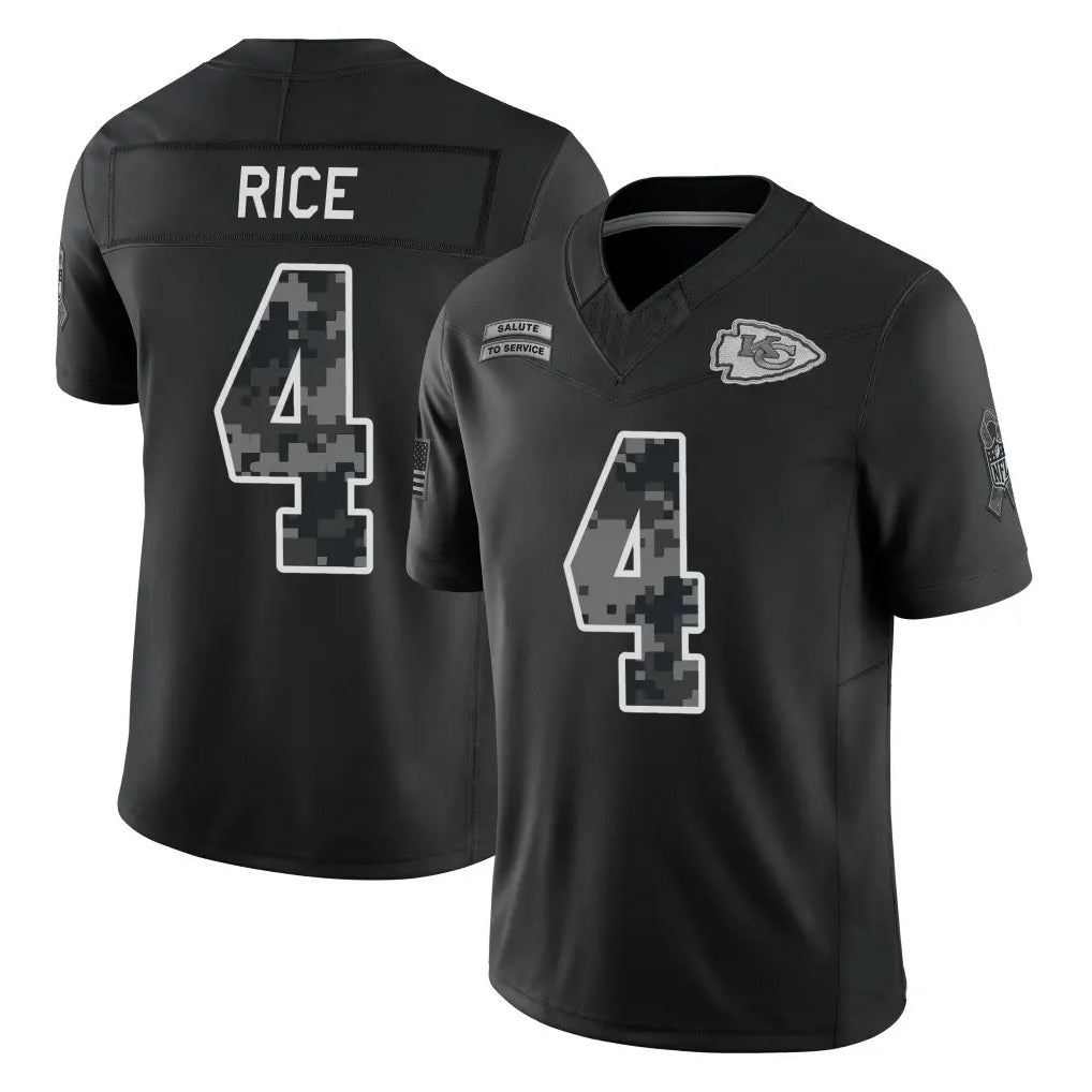 KC.Chiefs #4 Rashee Rice Player Black Limited 2026 Salute to Service Home Game Stitched Jerseys