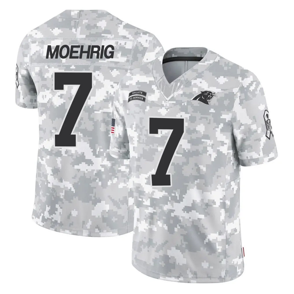 C.Panthers #7 Tre'von Moehrig Player Arctic Camo Salute to Service Limited Game Mdoa Stitched Jerseys