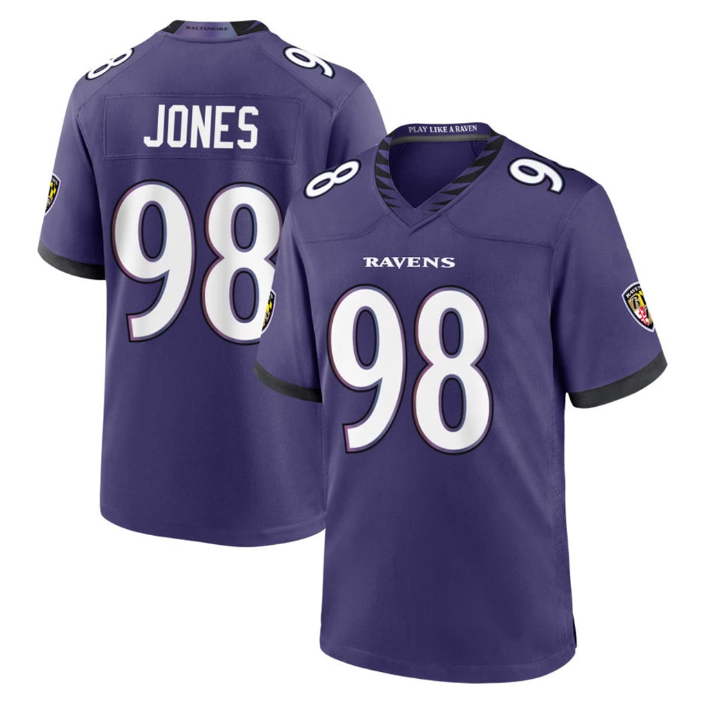 B.Ravens #98 Travis Jones Player Purple Limited Home Game Mdoa Stitched Jerseys