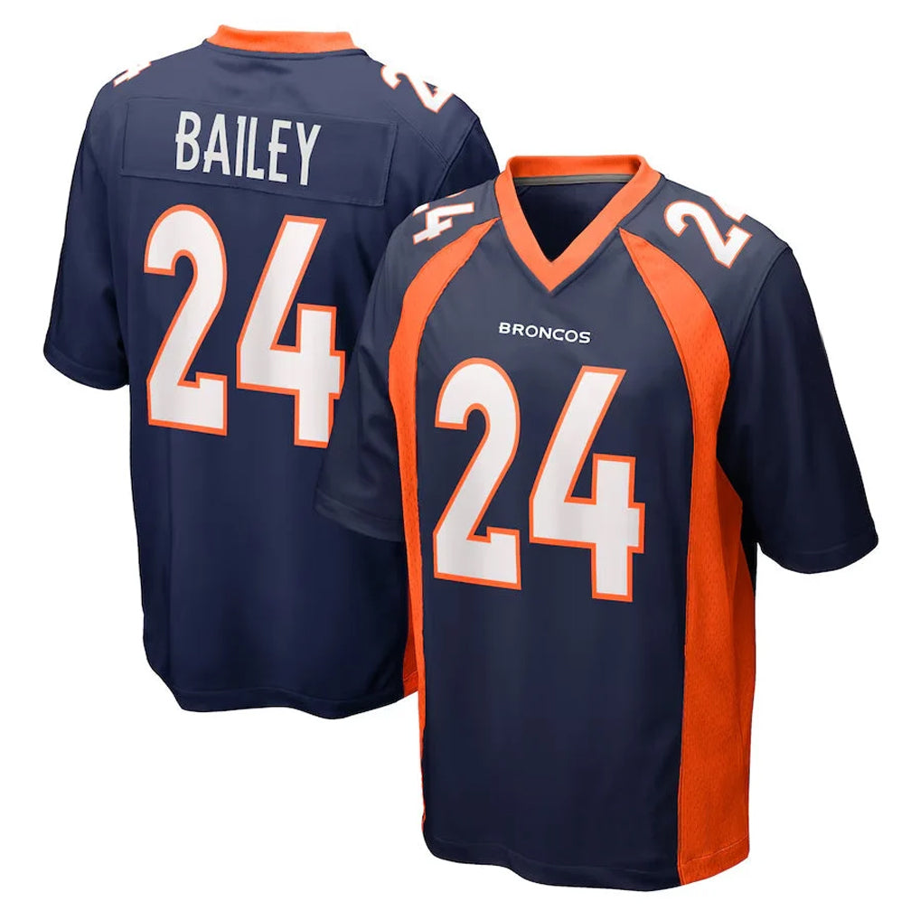 D.Broncos #24 Champ Bailey Player Navy Game Mdoa Stitched Jerseys