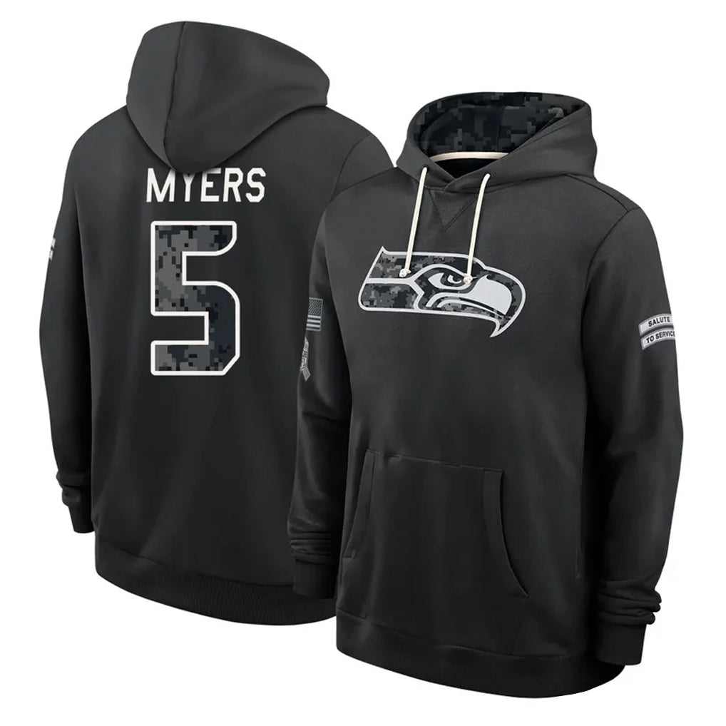 S.Seahawks #5 Jason Myers Player 2026 Black Logo Pullover Hoodies Limited Game Mdoa Stitched Jerseys