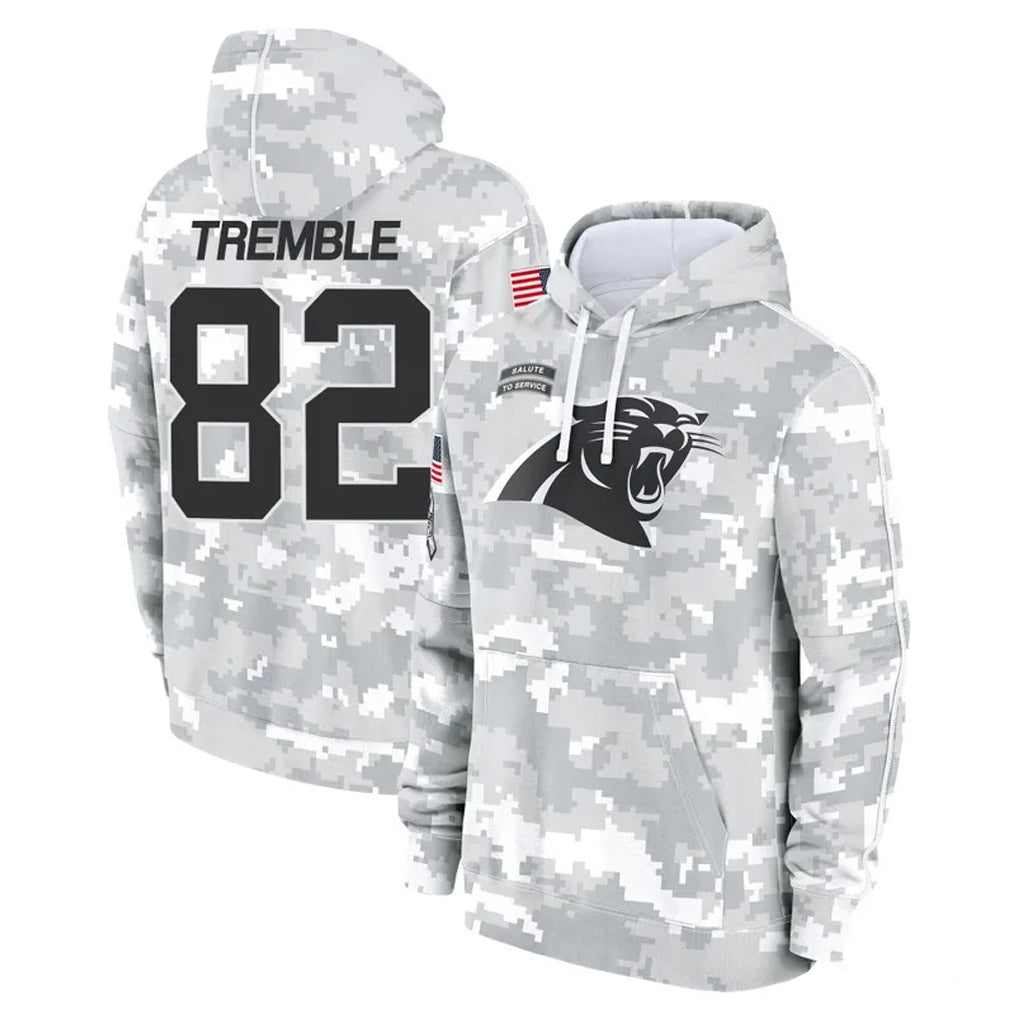 C.Panthers #82 Tommy Tremble Player Arctic Camo Salute to Service Pullover Hoodies Limited Game Mdoa Stitched Jerseys