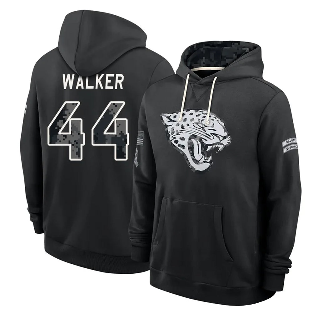 J.Jaguars #44 Travon Walker Player 2026 Black Logo Pullover Hoodies Limited Game Mdoa Stitched Jerseys