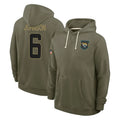 J.Jaguars #6 Antonio Johnson Player Olive Salute to Service Pullover Hoodies Limited Mdoa Stitched Jerseys