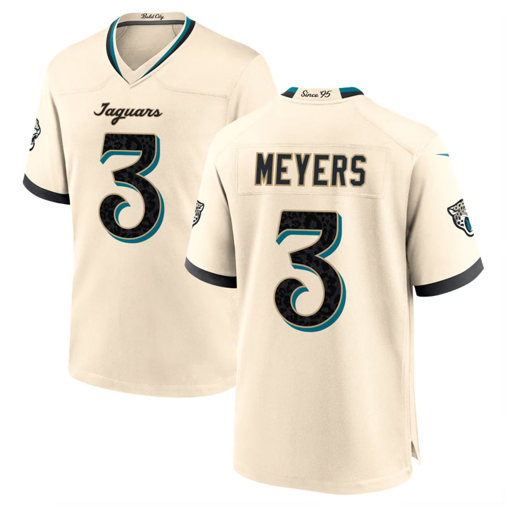 J.Jaguars #3 Jakobi Meyers Player Natural 2026 Rivalries Collection Game Mdoa Stitched Jerseys