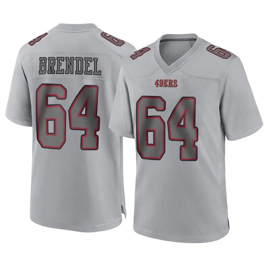 SF.49ers #64 Jake Brendel Player Gray Atmosphere Fashion Home Game Mdoa Stitched Jerseys