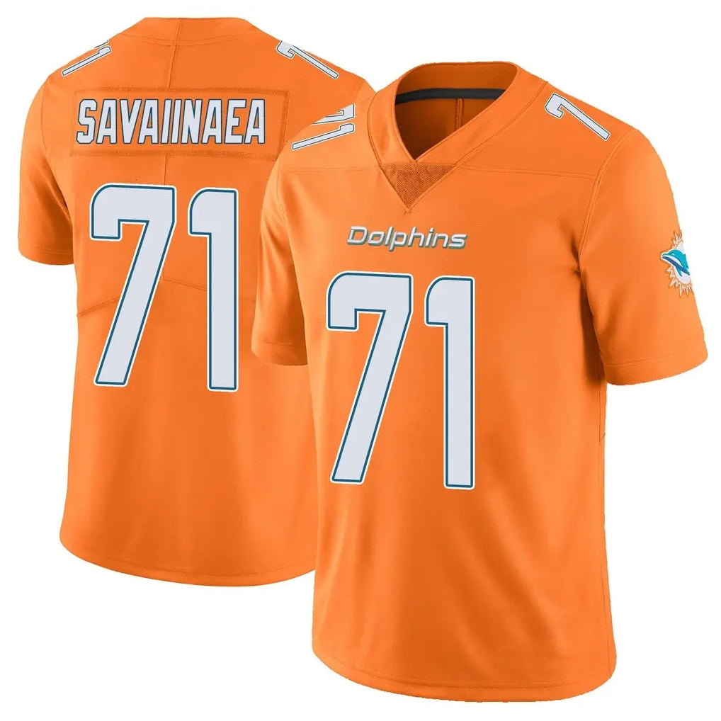 M.Dolphins #71 Jonah Savaiinaea Player Orange Limited Home Game Mdoa Stitched Jerseys