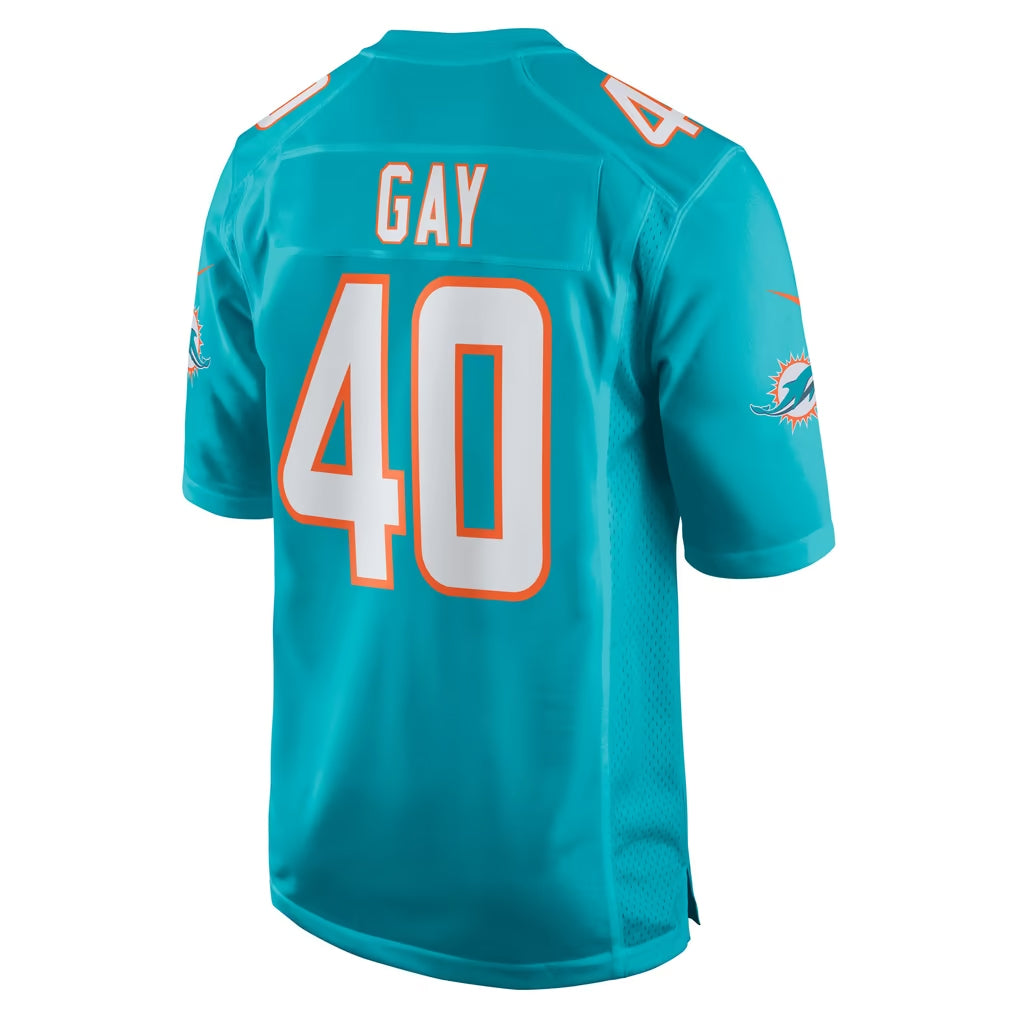 M.Dolphins #40 Willie Gay Jr. Player Aqua Home Game Mdoa Stitched Jerseys