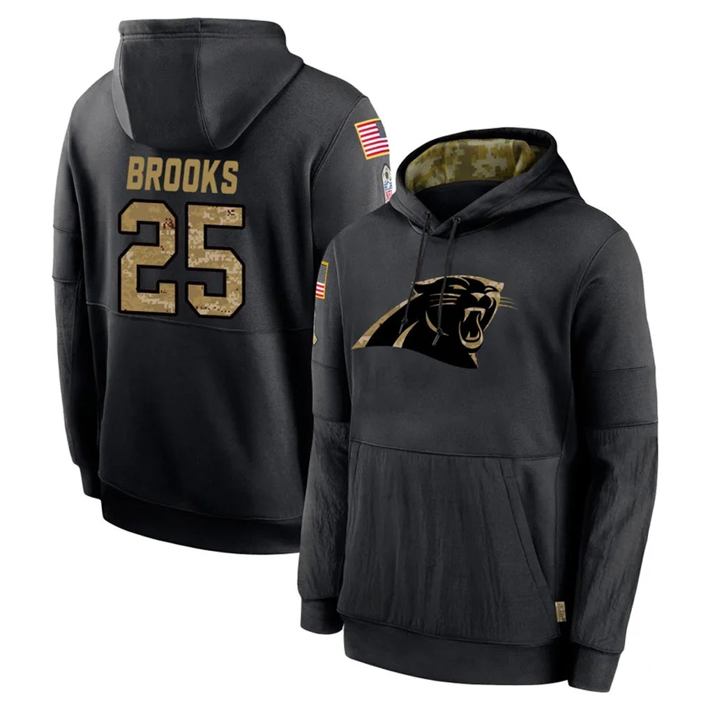 C.Panthers #25 Jonathon Brooks Player Black Salute to Service Pullover Hoodies Limited Game Mdoa Stitched Jerseys