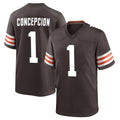 C.Browns #1 KC Concepcion Player Brown Home Game Mdoa Stitched Jerseys