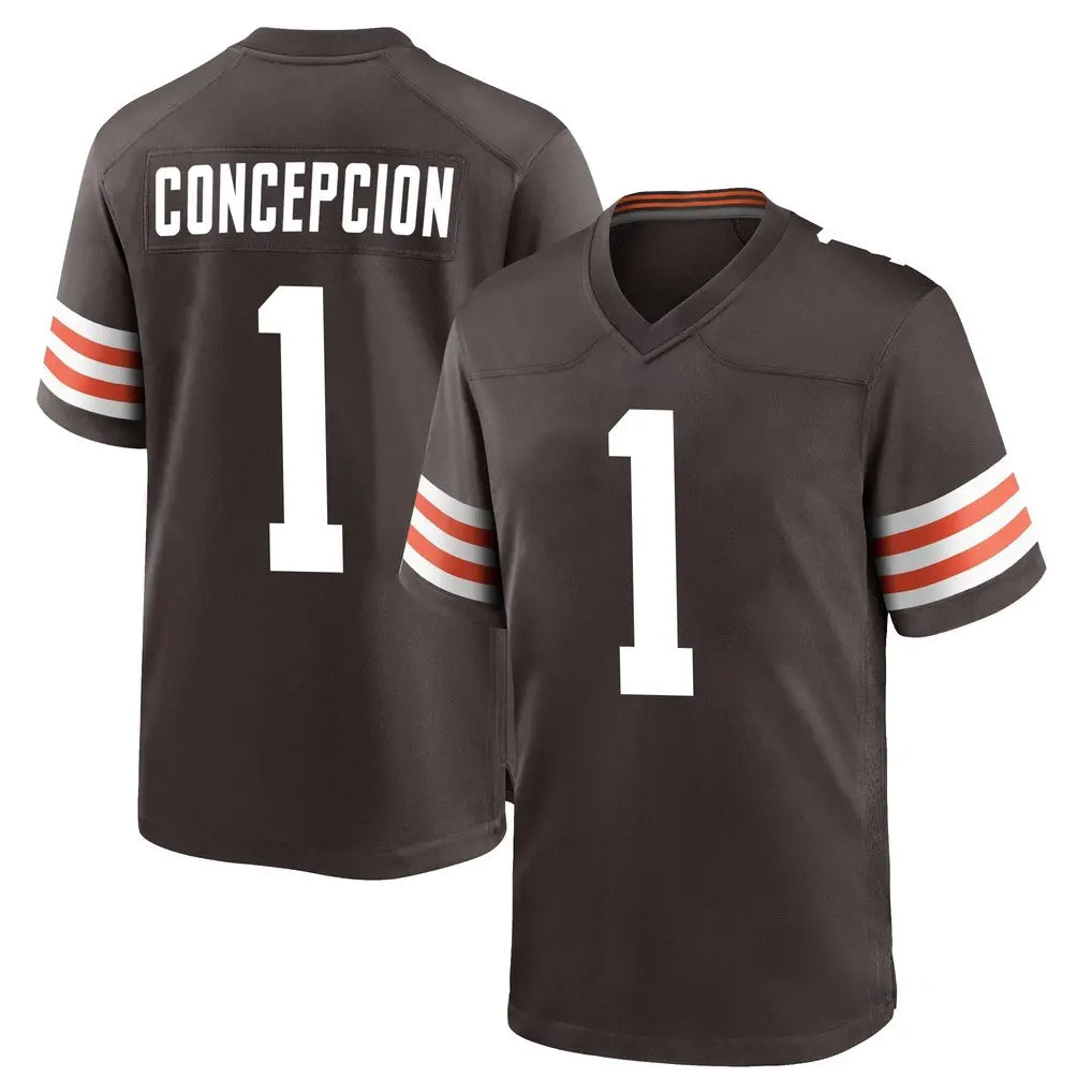 C.Browns #1 KC Concepcion Player Brown Home Game Mdoa Stitched Jerseys