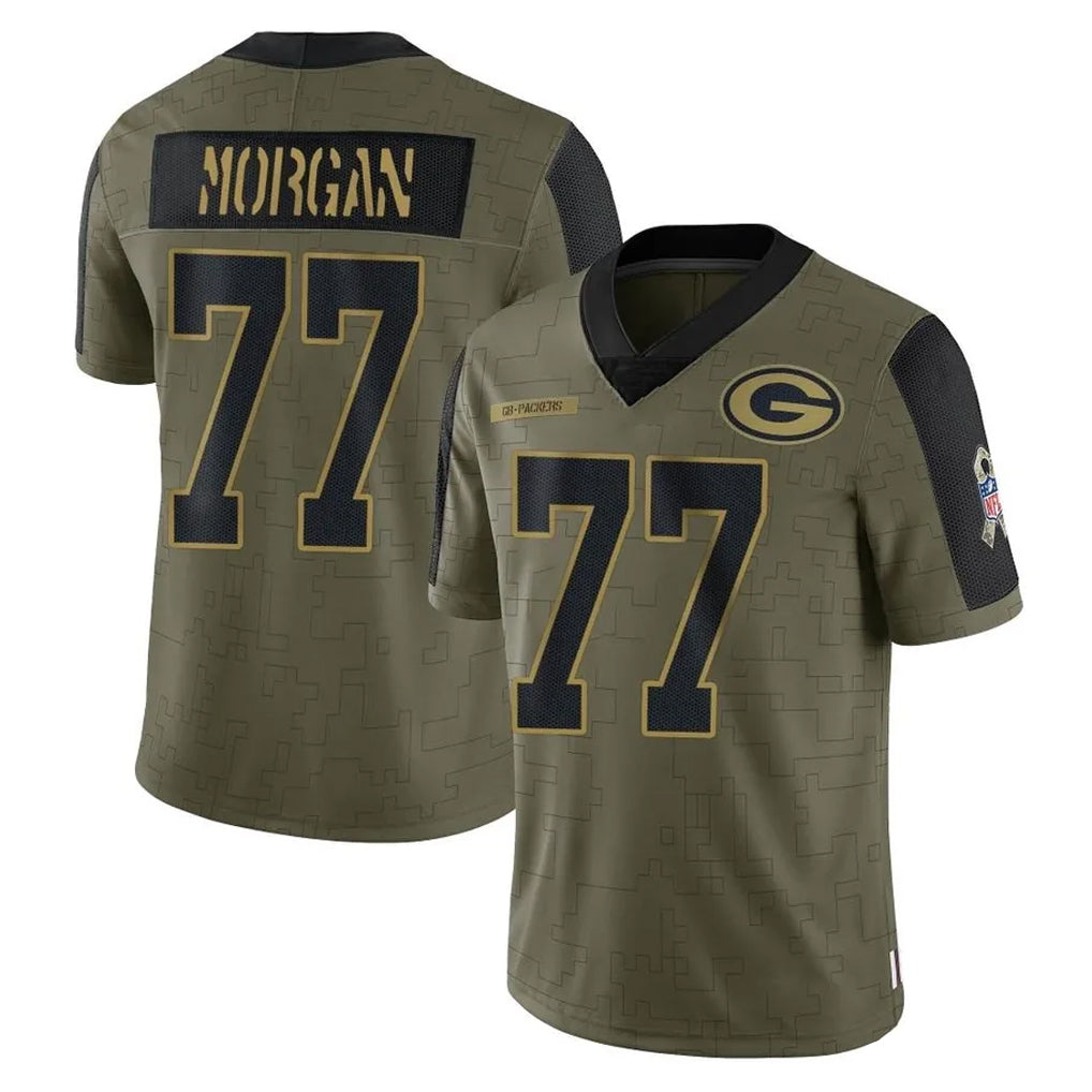 GB.Packers #77 Jordan Morgan Player Olive Salute To Service Limited Game Mdoa Stitched Jerseys
