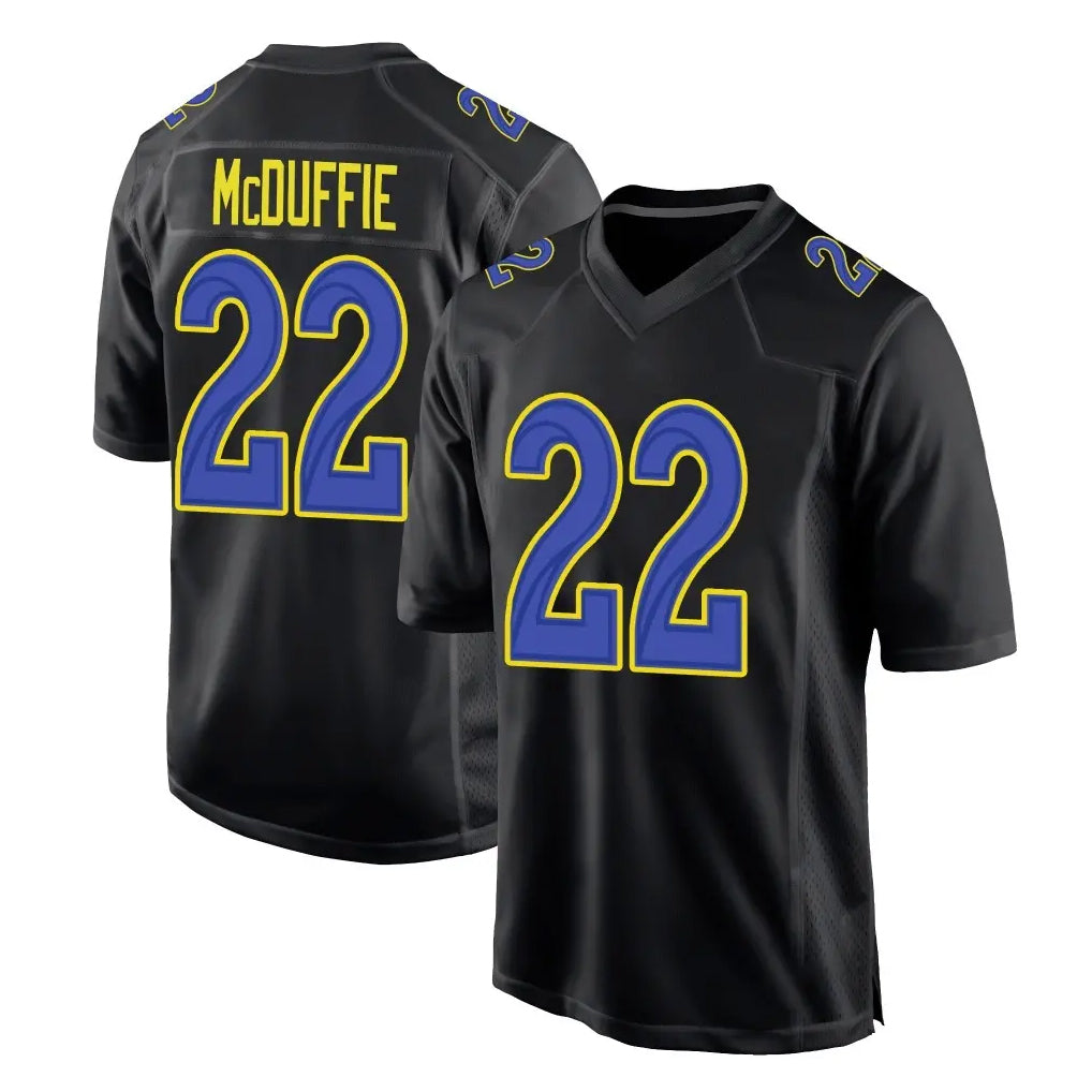 LA.Rams #22 Trent McDuffie Player Black Fashion Limited Home Game Mdoa Stitched Jerseys