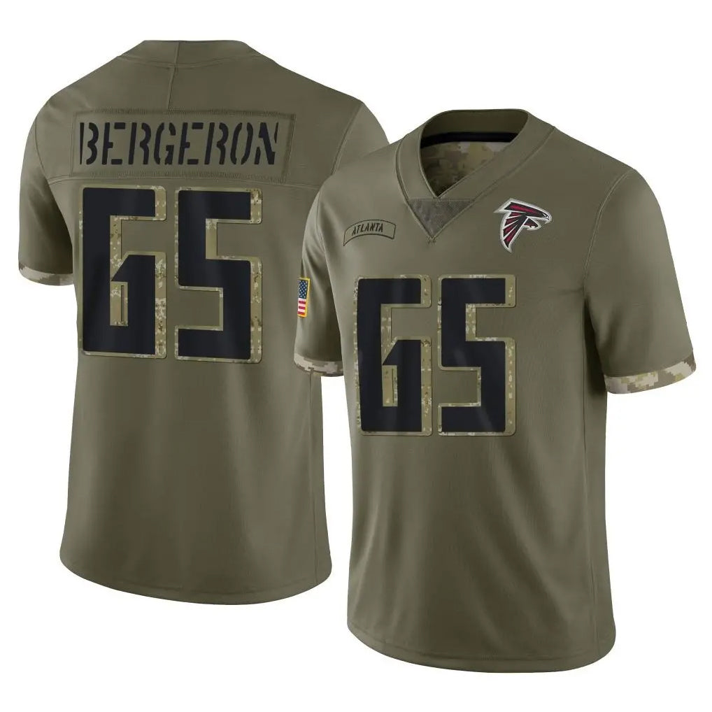 A.Falcons #65 Matthew Bergeron Player Olive Salute To Service Limited Mdoa Stitched Jerseys