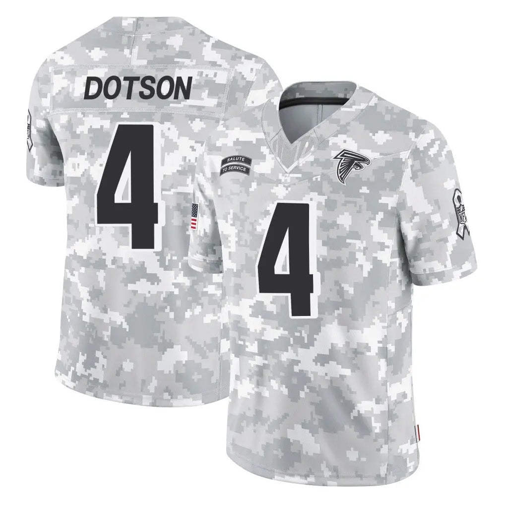 A.Falcons #4 Jahan Dotson Player Camo Salute to Service Limited Mdoa Stitched Jerseys