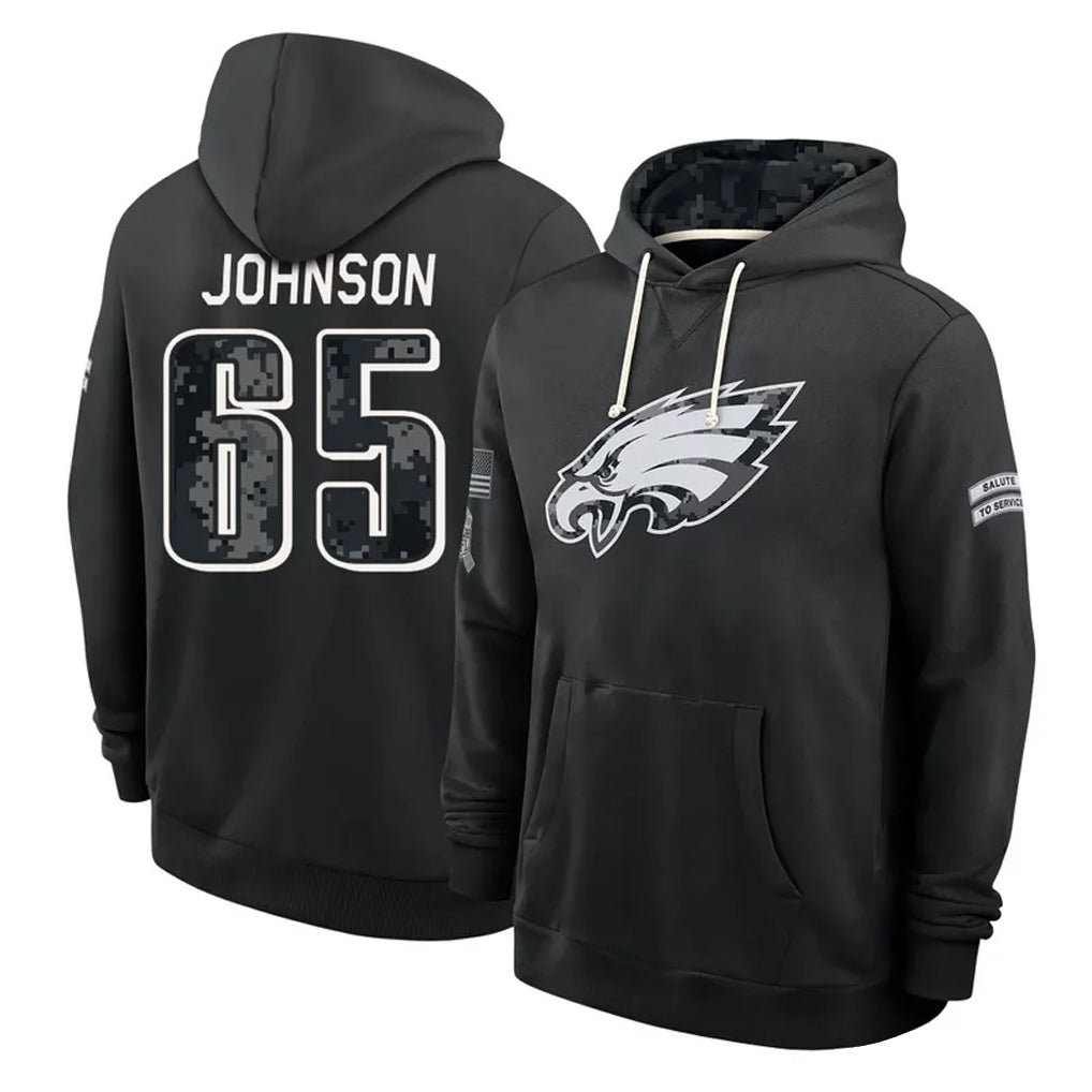 P.Eagles #65 Lane Johnson Player 2026 Black Logo Pullover Hoodies Limited Game Mdoa Stitched Jerseys