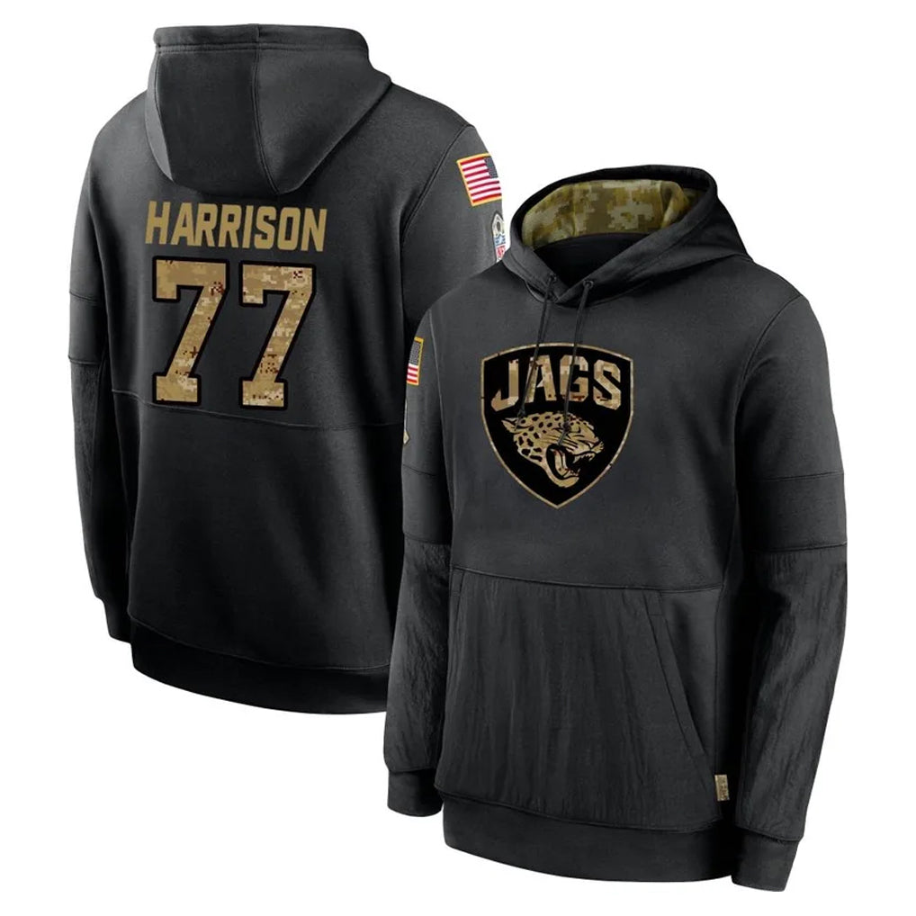 J.Jaguars #77 Anton Harrison Player Black Salute to Service Hoodies Limited Game Mdoa Stitched Jerseys
