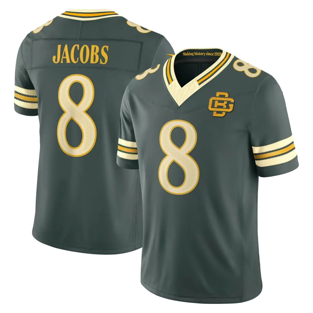 GB.Packers #8 Josh Jacobs Player Green Limited 2026 Rivalries Collection Home Game Mdoa Stitched Jerseys