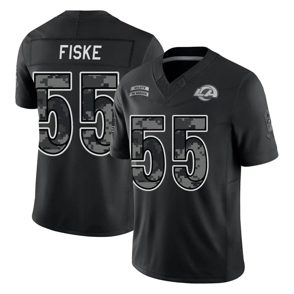 LA.Rams #55 Braden Fiske Player Black Limited 2026 Salute to Service Home Game Mdoa Stitched Jerseys