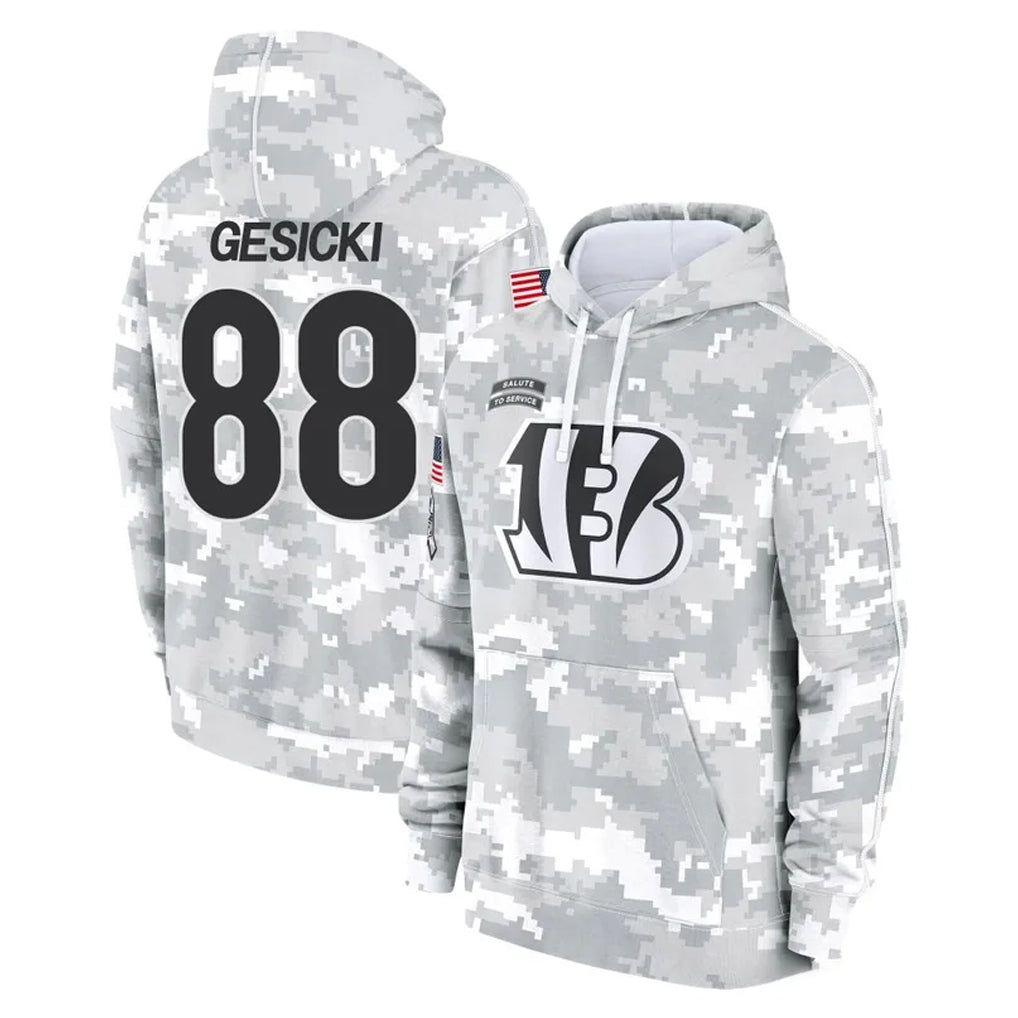 C.Bengals #88 Mike Gesicki Player Arctic Camo Salute to Service Pullover Hoodie Limited Mdoa Stitched Jerseys