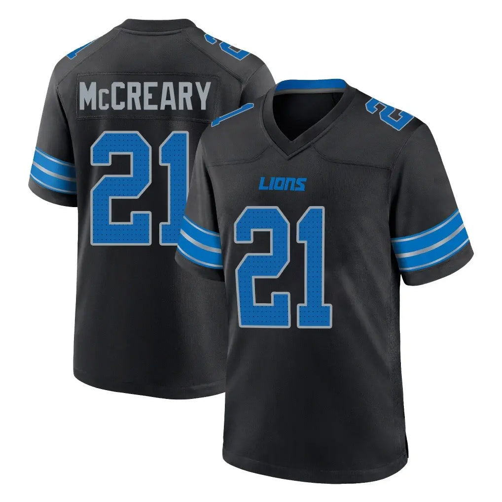 D.Lions #21 Roger McCreary Player Black Alternate Home Game Mdoa Stitched Jerseys