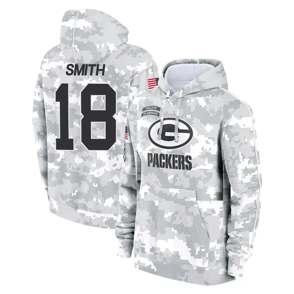GB.Packers #18 Jonnu Smith Player Arctic Camo Salute to Service Hoodies Limited Game Mdoa Stitched Jerseys