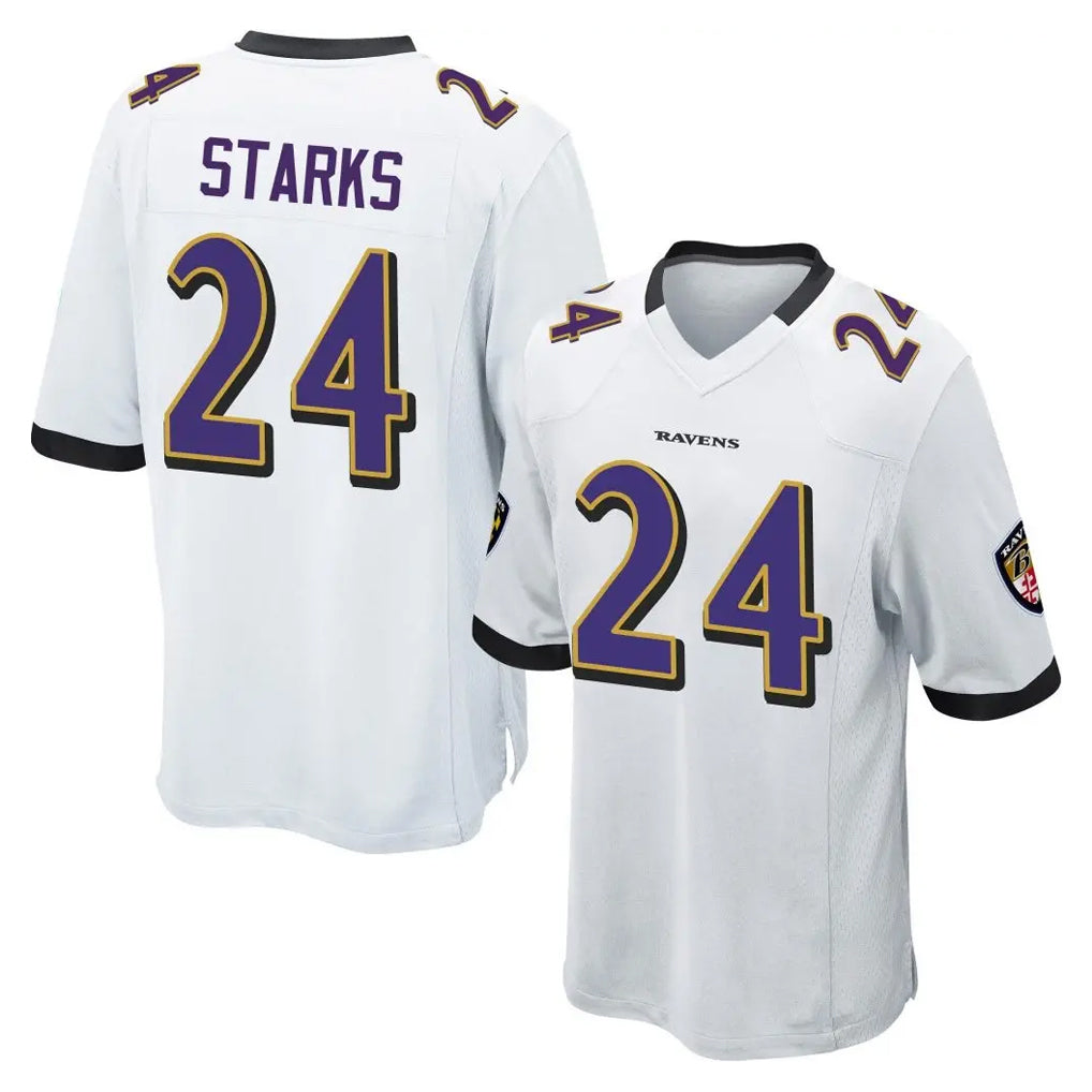 B.Ravens #24 Malaki Starks Player White Alternate Home Game Mdoa Stitched Jerseys