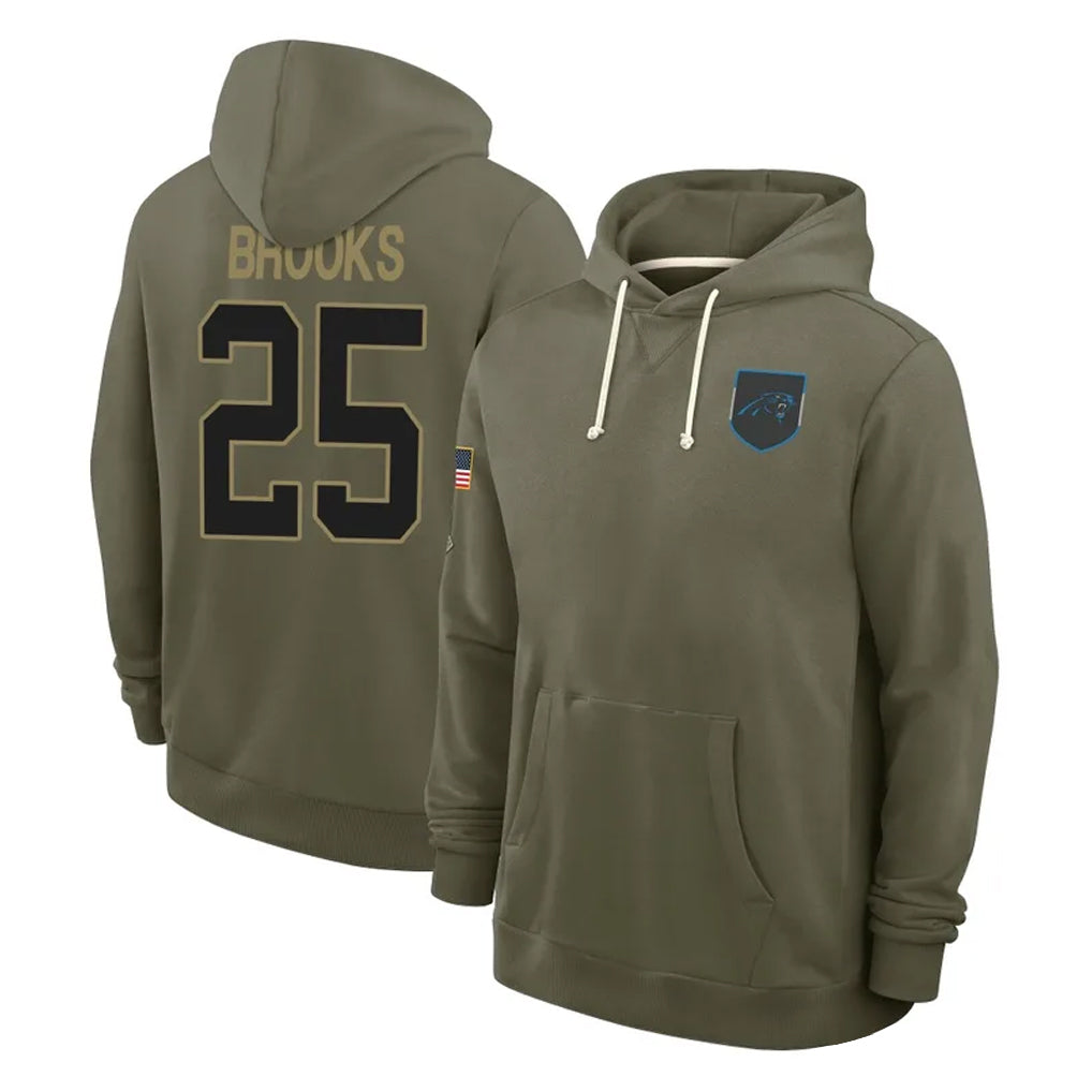 C.Panthers #25 Jonathon Brooks Player Olive Salute to Service Hoodies Game Mdoa Stitched Jerseys