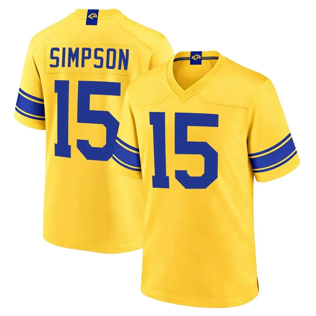 LA.Rams #15 Ty Simpson Player Gold Classic Sol Home Game Mdoa Stitched Jerseys