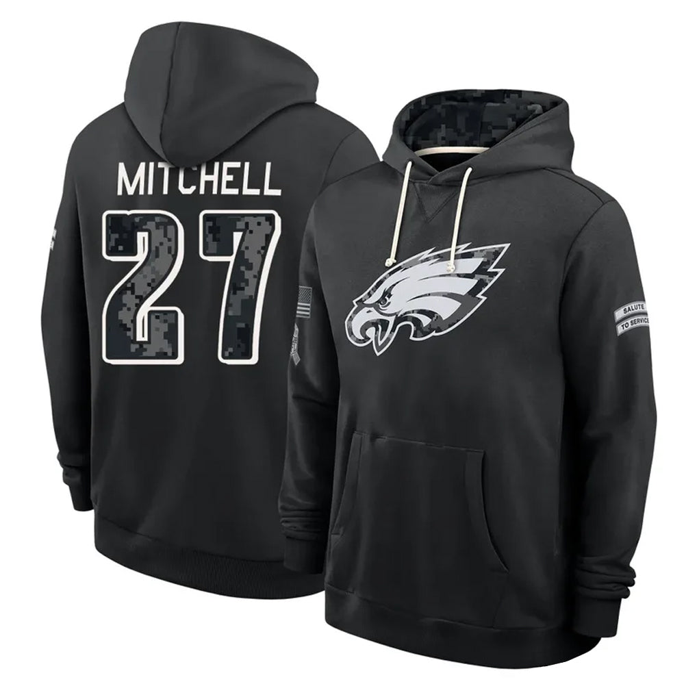 P.Eagles #27 Quinyon Mitchell Player 2026 Black Logo Pullover Hoodies Limited Game Mdoa Stitched Jerseys