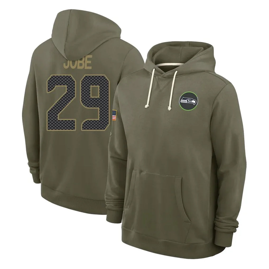 S.Seahawks #29 Josh Jobe Player Olive Salute to Service Pullover Hoodies Limited Mdoa Stitched Jerseys