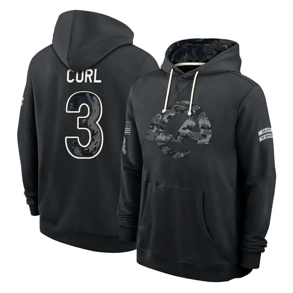 LA.Rams #3 Kam Curl Player 2026 Black Logo Pullover Hoodies Limited Game Mdoa Stitched Jerseys