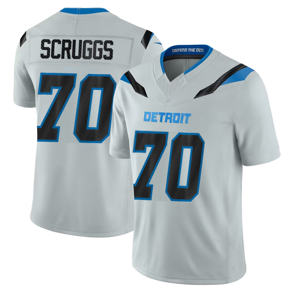 D.Lions #70 Juice Scruggs Player Silver Limited 2026 Rivalries Collection Home Game Mdoa Stitched Jerseys