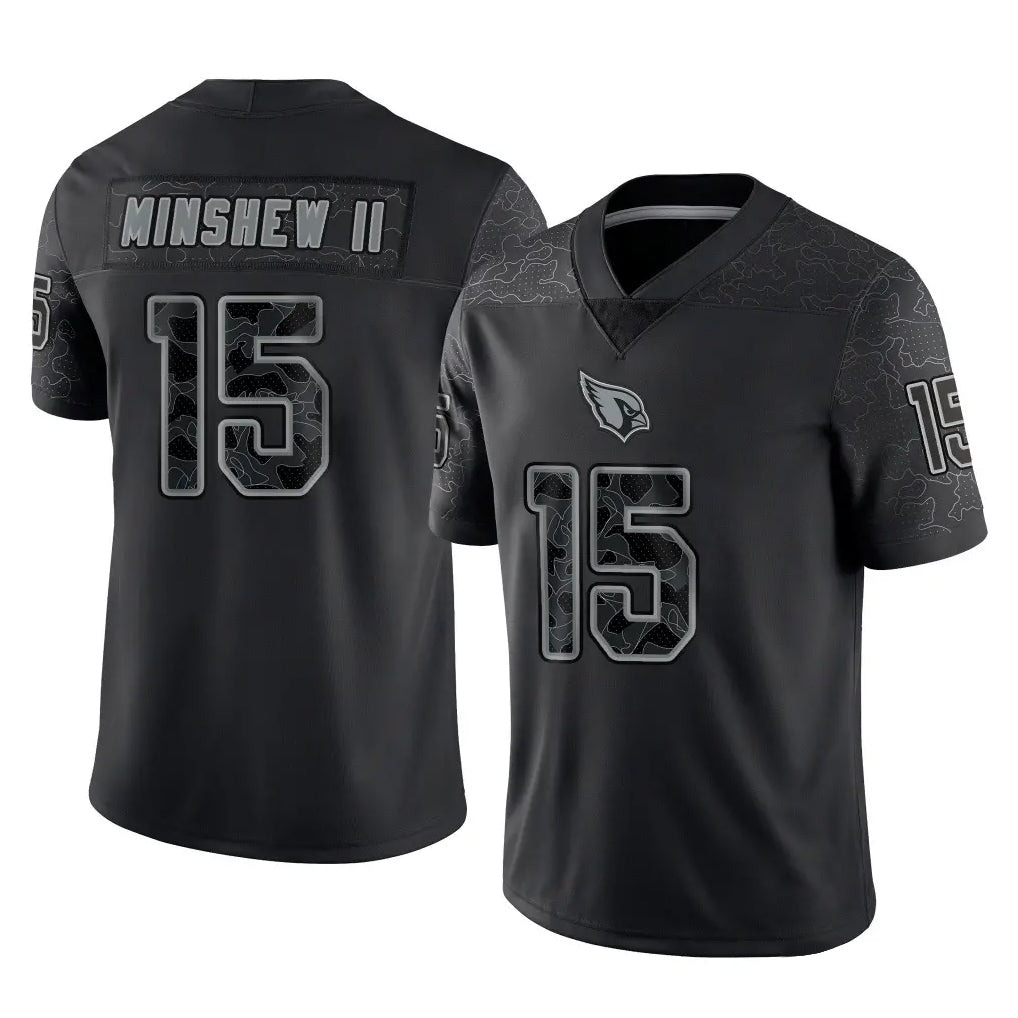 A.Cardinals #15 Gardner Minshew II Player Black RFLCTV Limited Home Game Mdoa Stitched Jerseys