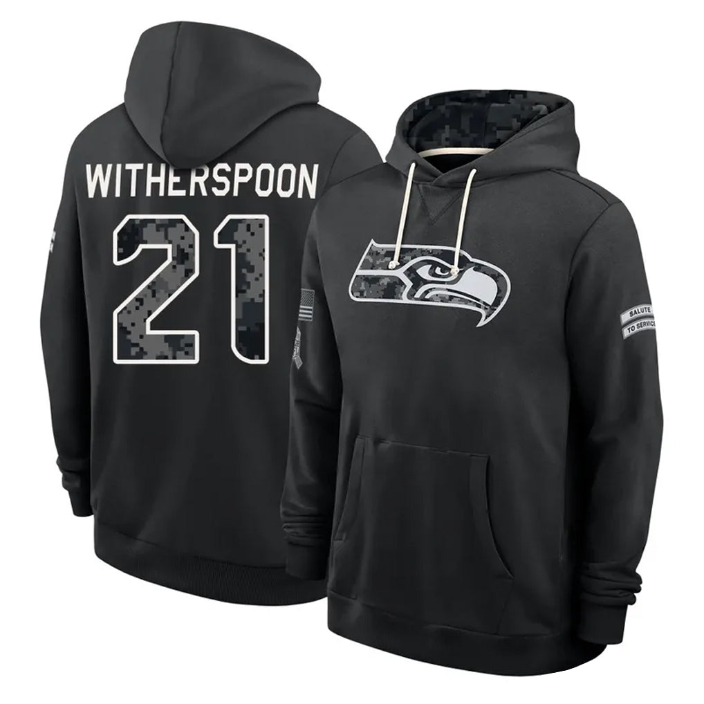 S.Seahawks #21 Devon Witherspoon Player 2026 Black Logo Pullover Hoodies Limited Game Mdoa Stitched Jerseys