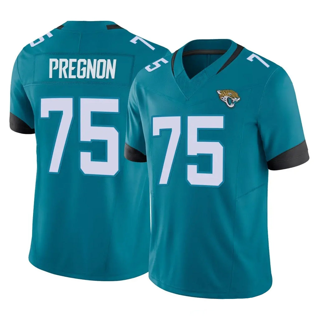 J.Jaguars #75 Emmanuel Pregnon Player Teal Vapor F.U.S.E. Limited Home Game Mdoa Stitched Jerseys