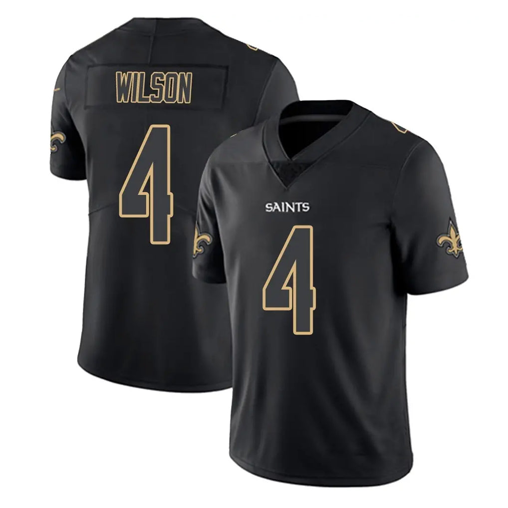 NO.Saints #4 Zach Wilson Player Black Impact Limited Home Game Mdoa Stitched Jerseys